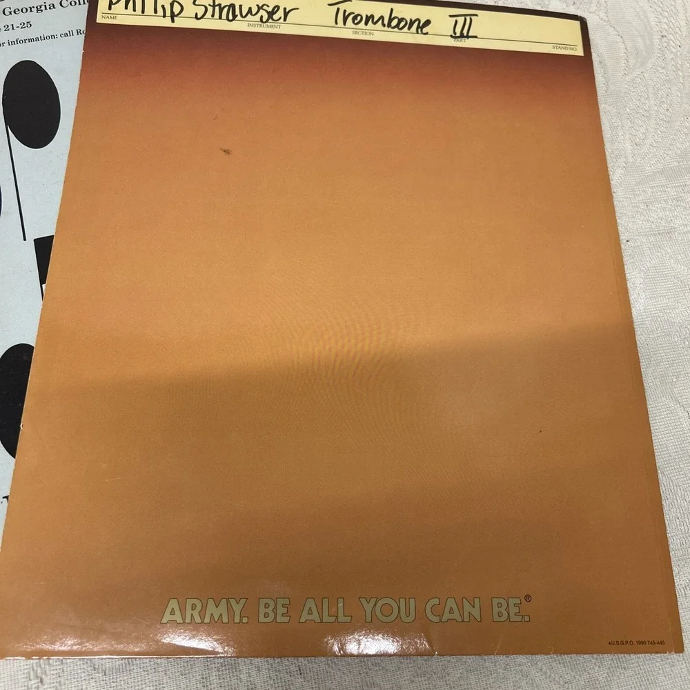Vintage Trombone Folders, UGA Music Camp, Army Music Sheet‎ Music, 1992 Music